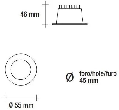 Vivida faretto inc.tondo bianco led 5w 520lm