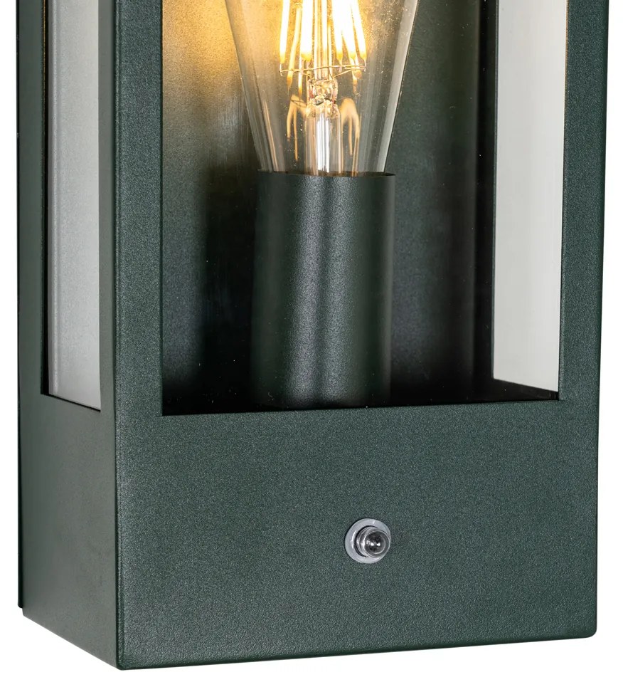 Lampada da parete per esterni verde scuro con sensore crepuscolare IP44 - Rotterdam