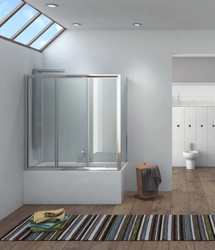 Box vasca 2 lati 160x70cm cristallo trasparente P2000S - KAMALU