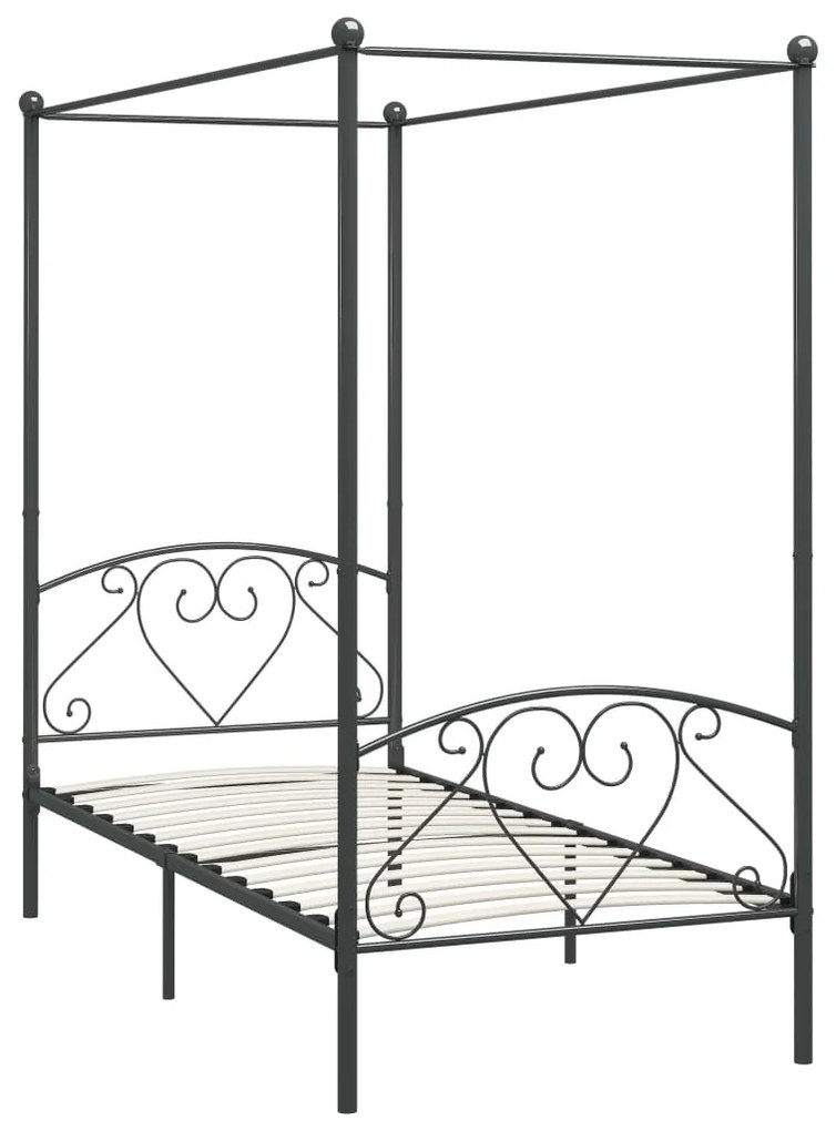 Letto a baldacchino grigio in metallo 100x200 cm