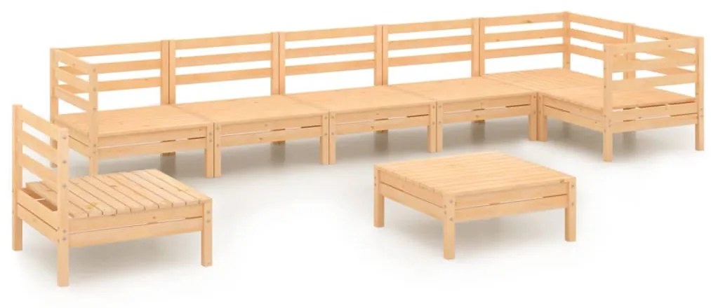 Set Salotto da Giardino 8 pz in Legno Massello di Pino