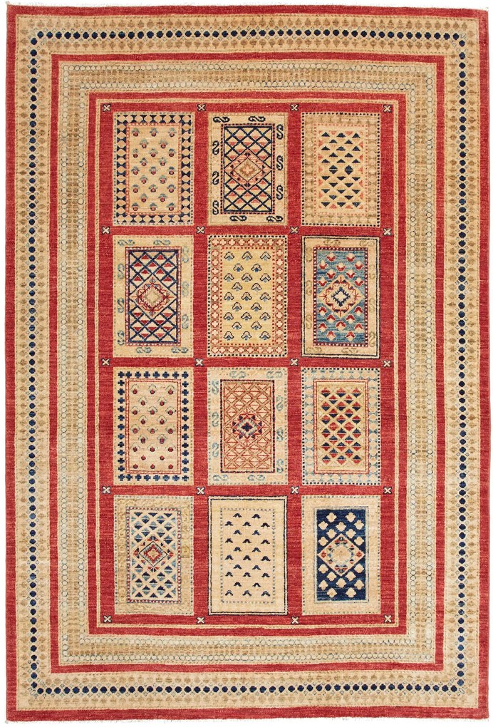 Bakhtiar Tappeto 220 x 150 Rosso (Pakistan) Annodato A Mano