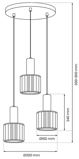Lampadario a sospensione con filo CRISTAL 3xE27/60W/230V nero