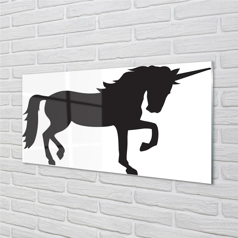 Quadro in vetro acrilico Unicorno nero 100x50 cm