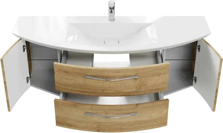 Mobile da bagno sospeso sotto lavabo L 139 x H 48 x P 46.2 cm marrone, 2 cassetti, 2 ante PELIPAL Cassca, lavabo non incluso