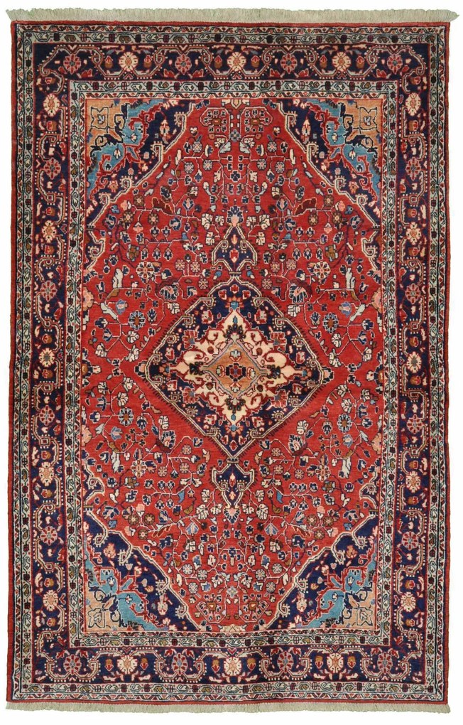 Malayer Tappeto 140x220 Rosso (Iran) Annodato A Mano