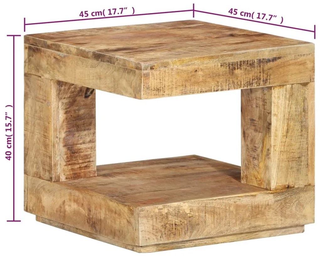 Tavolino da Salotto 45x45x40 cm in Legno Massello di Mango