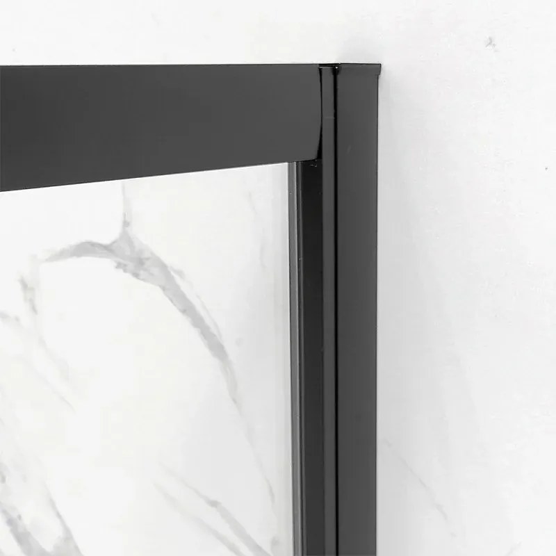 Box doccia 3 lati 70x100x70 in vetro temperato trasparente doppio scorrevole con profili neri Tay