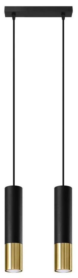 Sollux SL.0953 - Lampadario a sospensione con filo LOOPEZ 2xGU10/10W/230V nero/oro