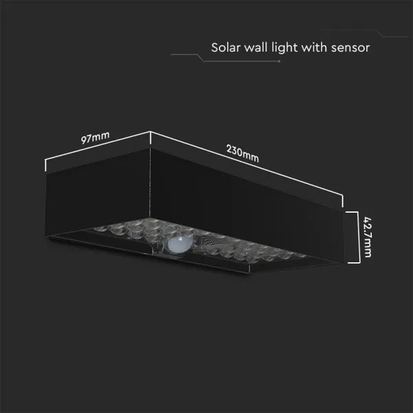 Applique a LED solare con sensore LED/6W/3,7V IP65 4000K 3000 mAh nero