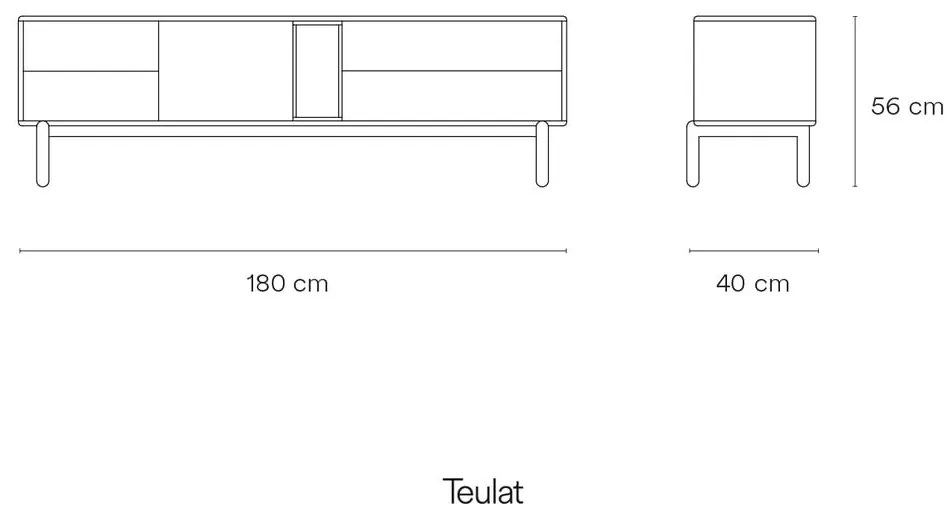 Tavolo TV grigio scuro 180x56 cm Corvo - Teulat