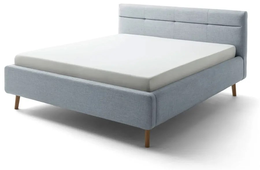 Letto matrimoniale imbottito blu polveroso con contenitore con rete inclusa 180x200 cm Lotte – Meise Möbel