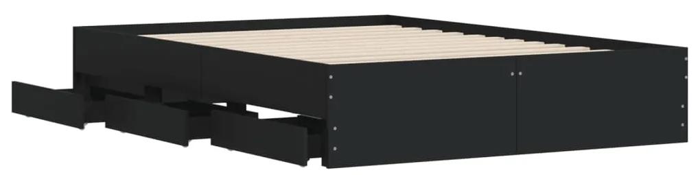 Giroletto con cassetti nero 120x200 cm in legno multistrato