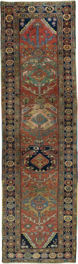 Heriz Tappeto persiano 110x360 Rosso (Iran) Annodato A Mano
