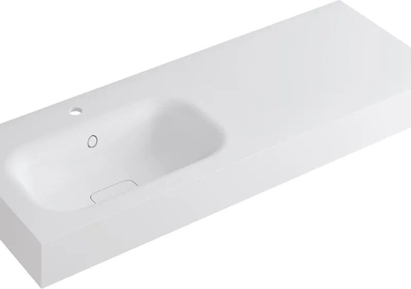 Lavabo a incasso rettangolare vasca a sinistra L 120.5 x H 15 x P 46 cm in resina bianco opaco