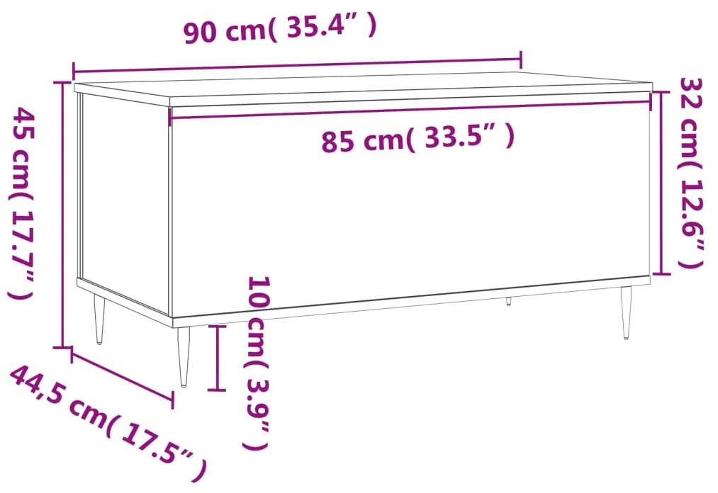 Tavolino Salotto Bianco Lucido 90x44,5x45 cm Legno Multistrato