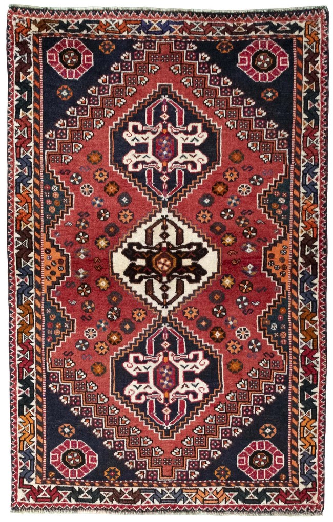 Shiraz Tappeto persiano 110 x 180 Rosso (Iran) Annodato A Mano