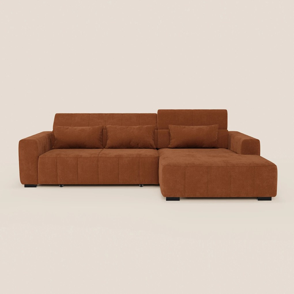 Doric Divano angolare con penisola e sedute allungabili con relax elettrico - poggiatesta reclinabili in tessuto smacchiabile T23
