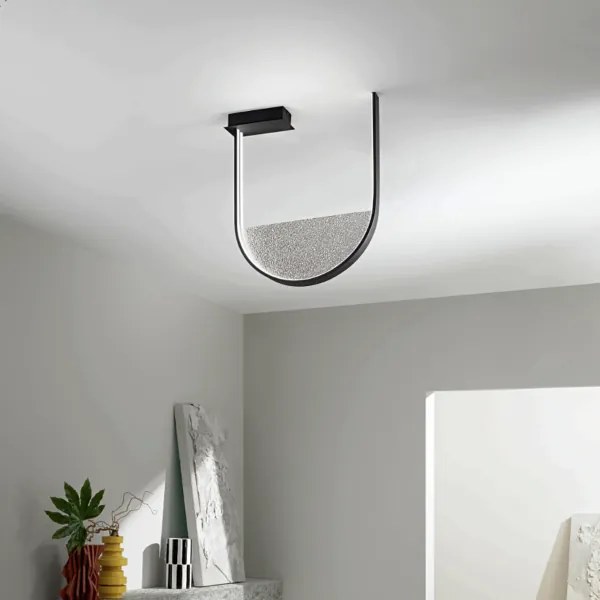 Plafoniera LOTUS con inserto amovibile in vetro granigliato FUMÉ 55x47 cm