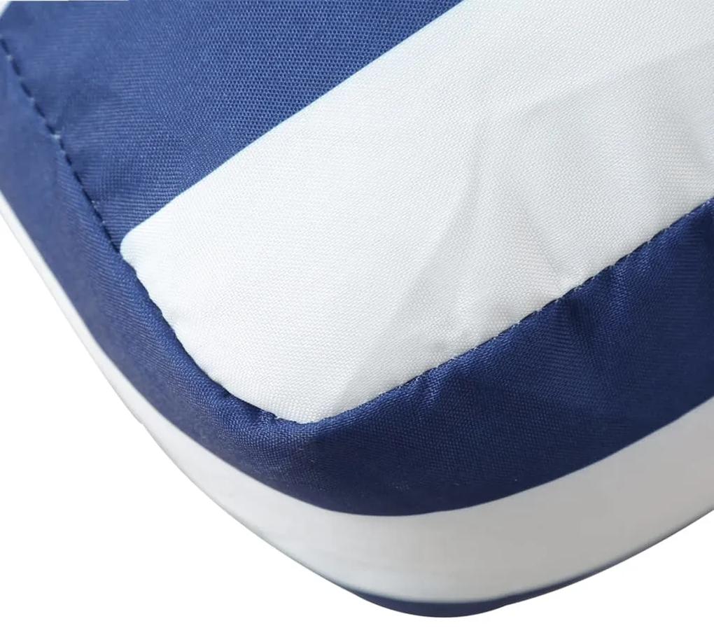 Cuscino per Pallet Strisce Bianche e Blu 60x60x12 cm in Tessuto