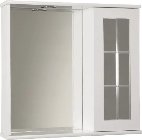 Specchiera contenitore 69 cm con anta inglesina e luce Led Bianco Lucido