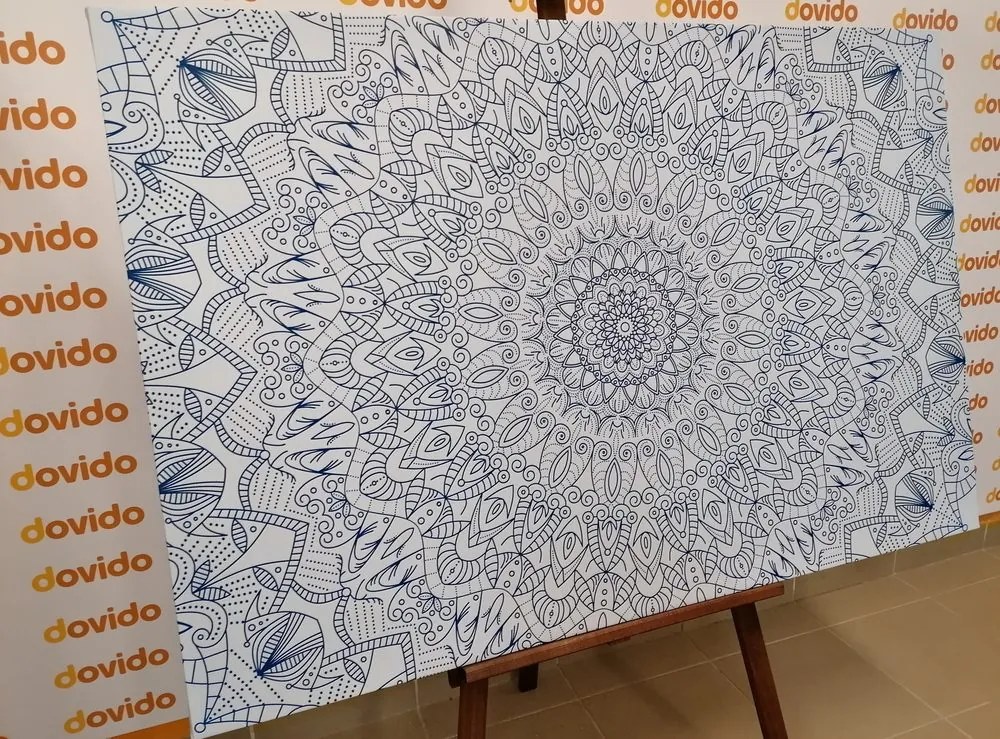 Stampa su tela – Mandala decorativa dettagliata in blu