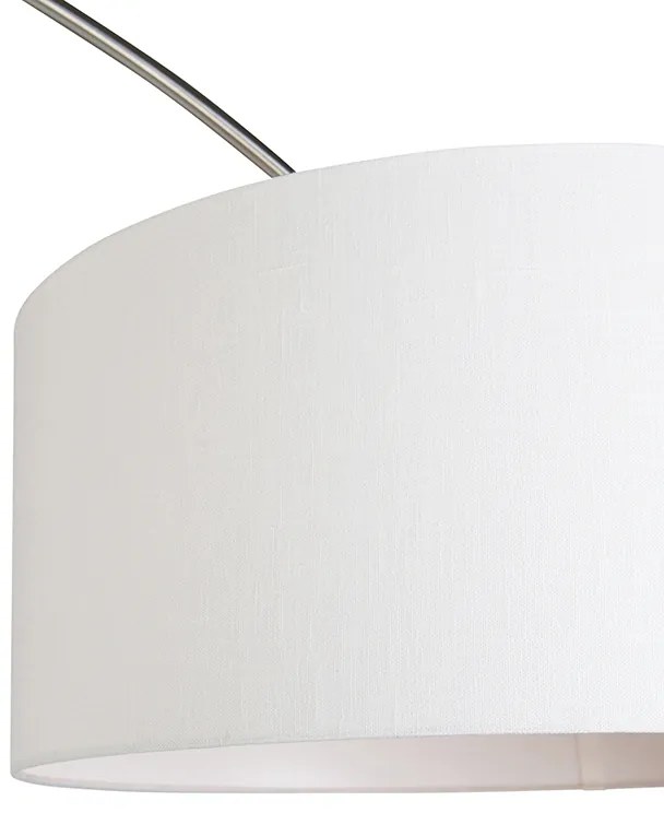 Lampada ad arco in acciaio con paralume in tessuto bianco 50/50/25 regolabile - XXL