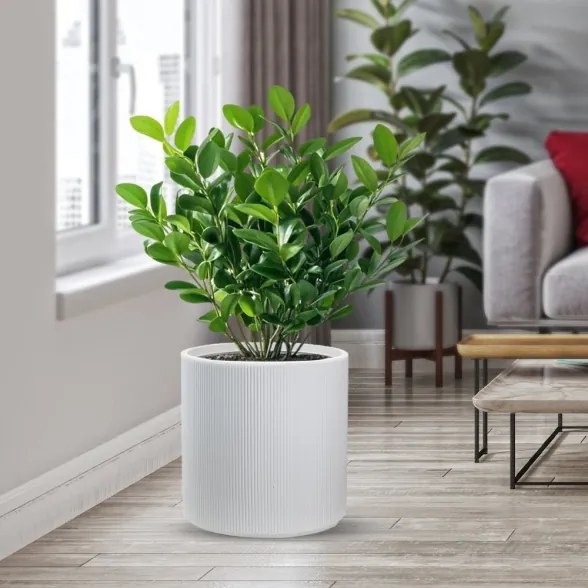 Vaso in resina da esterno interno tondo cilindrico d.36x35h Modigliani Bianco