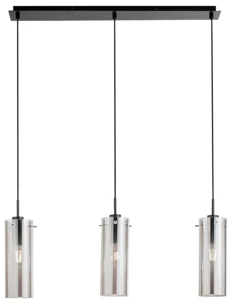 Lampadario Glamour Magic nero paralume fumo 3x E27 LUCE AMBIENTE DESIGN