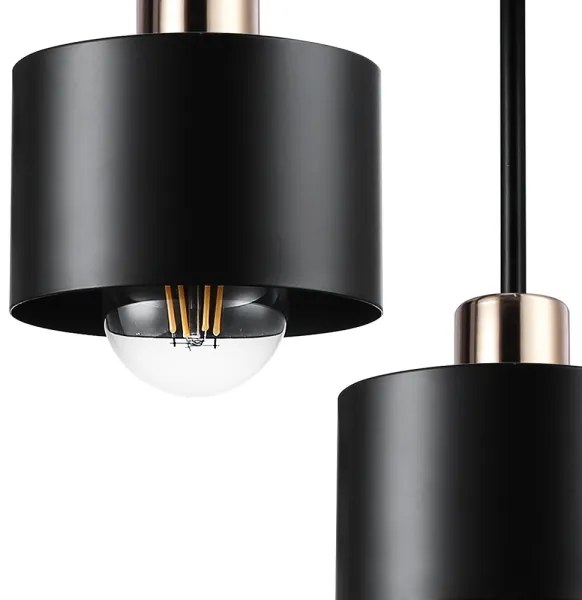 Lampadario a sospensione con supporto rigido 3xE27/35W/230V diametro 30 cm nero/oro