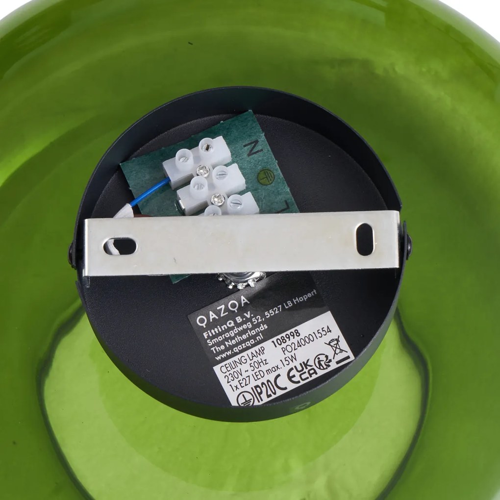 Lampada da soffitto retrò nera con vetro verde - Bizle