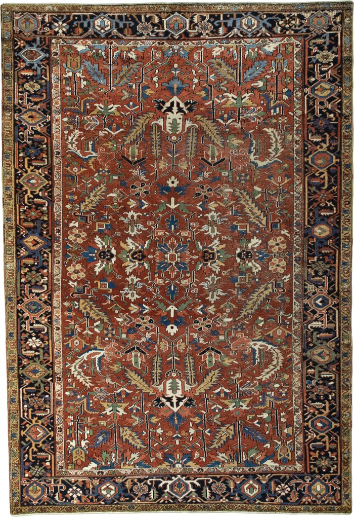 Heriz Tappeto 340 x 230 Rosso (Iran) Annodato A Mano