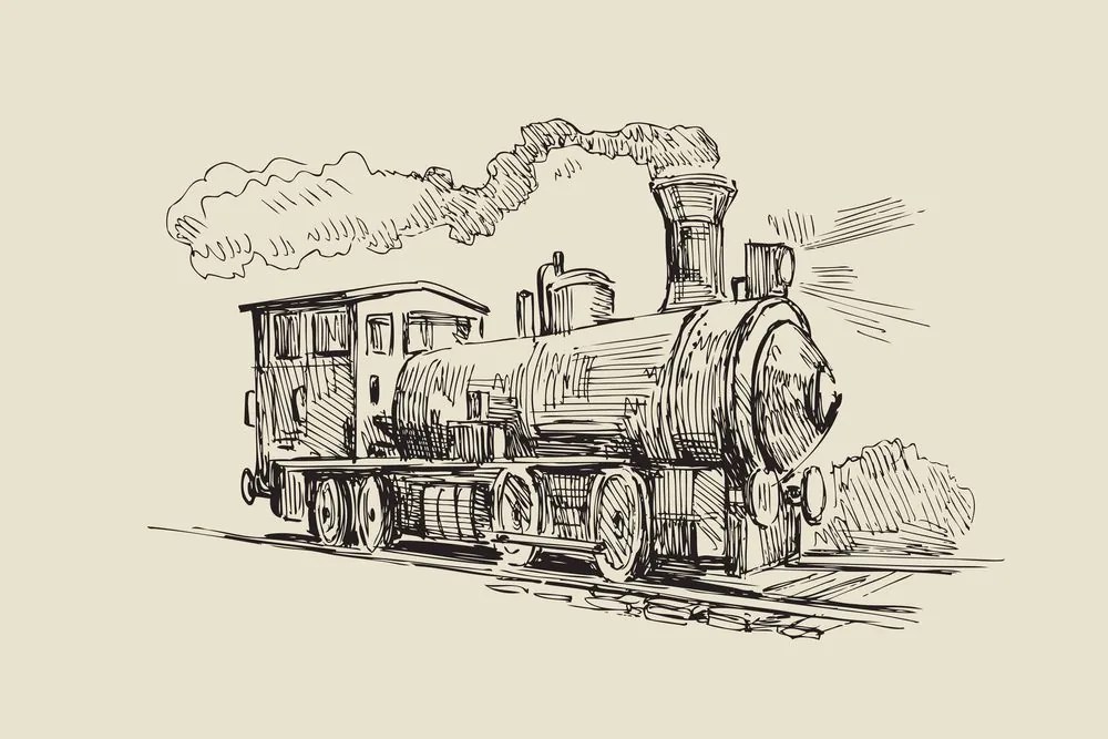 Stampa su tela – Treno in stile retrò