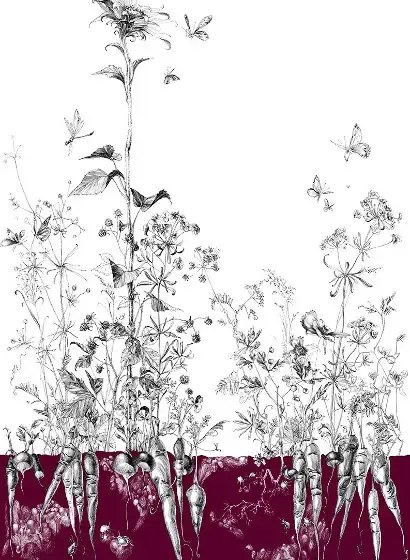 Edmond Petit Tapete Tournesol gauche - Aubergine
