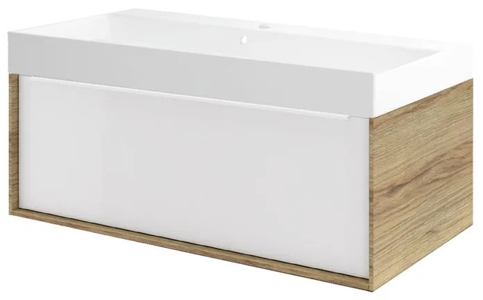 Mobile sottolavabo e lavabo Neo Frame per vasca centrale rovere miele L 90 x H 32 x P 48 cm