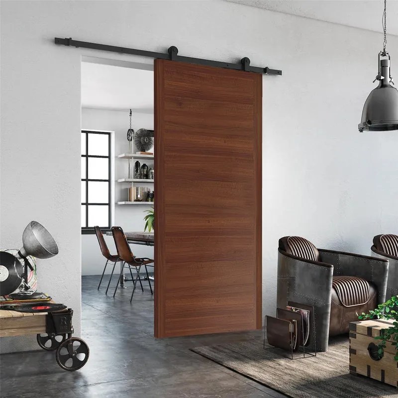 Porta scorrevole reversibile Rustic in mdf marrone, L 93 x H 212 cm, con binario Indus