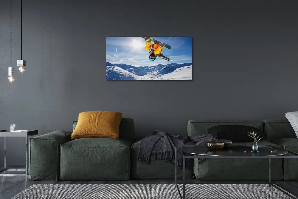 Quadro su tela Uomo di Mountain Board 100x50 cm