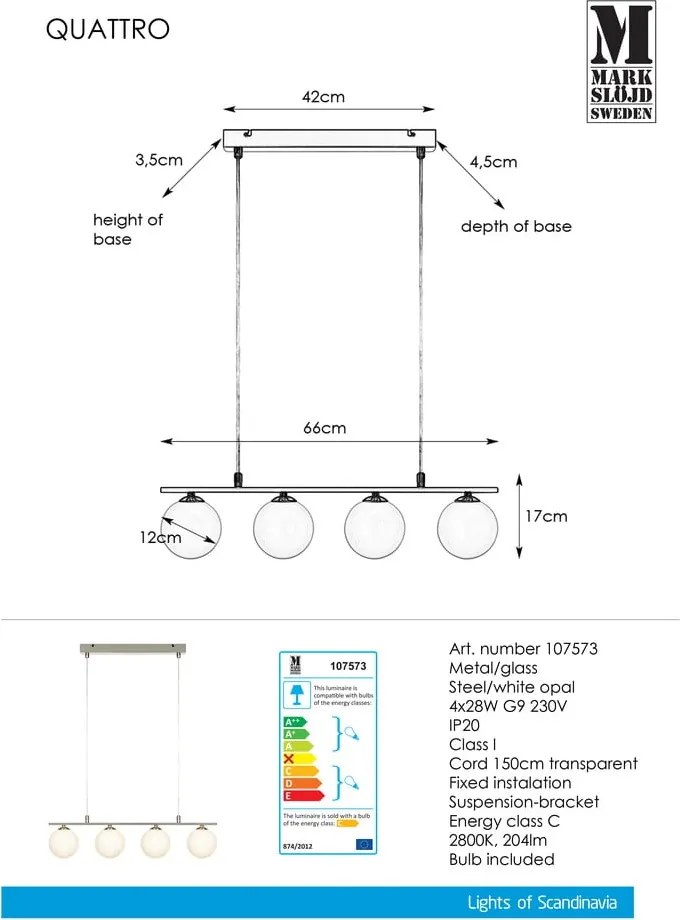 Apparecchio a sospensione in metallo Quattro - Markslöjd