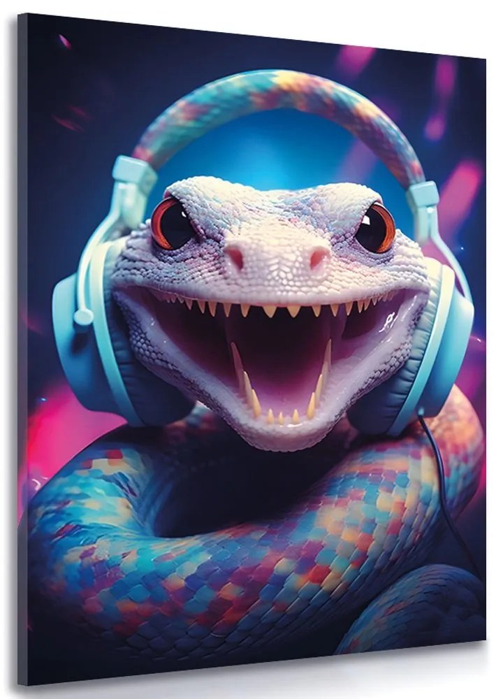 Stampa su tela – Serpente con cuffie