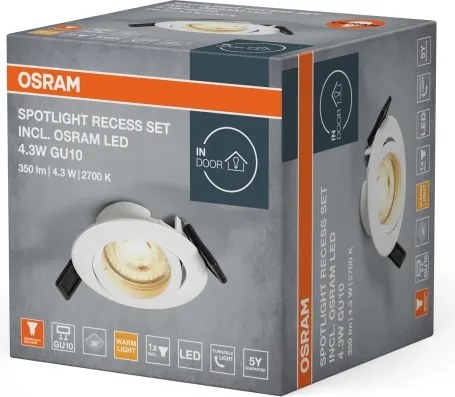 Osram - SPOT LED da incasso 1xGU10/4,3W/230V 2700K CRI 90 bianco