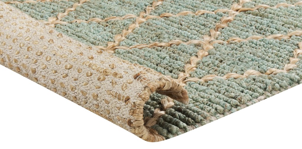 Tappeto iuta verde e beige 160 x 230 cm TELLIKAYA Beliani