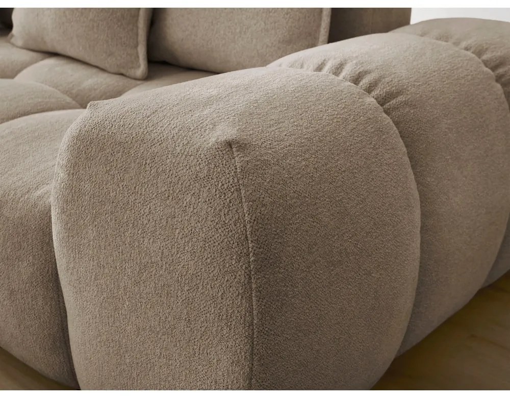 Divano angolare grigio tortora allungabile e con contenitore (penisola a sinistra/a L) con rivestimento in ciniglia Everest – Bobochic Paris