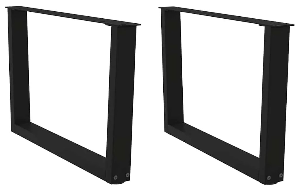 Gambe Per Tavolo Da Pranzo A V 2 Pz Nero 70x(42-43,3)cm Acciaio /