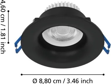 Eglo 902273 - LED Faretto da incasso per bagno SALABATE LED/4,9W/230V Ø8,8 cm IP65 nero