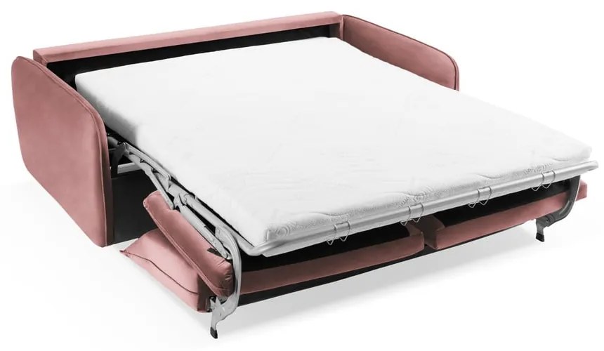 Divano letto in velluto rosa 214 cm Vienna - Cosmopolitan Design