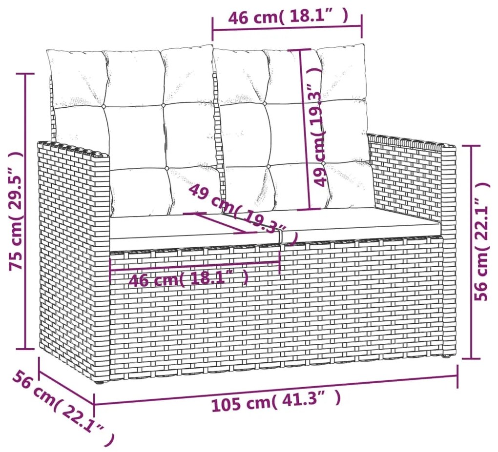 Set Divani da Esterno 4 pz con Cuscini in Polyrattan Grigio