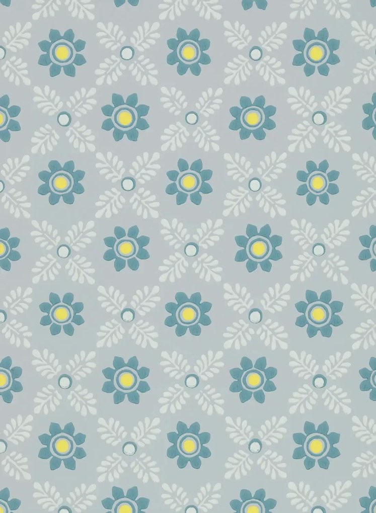 Little Greene Carta da parati Ditsy Block - Bone China Blue