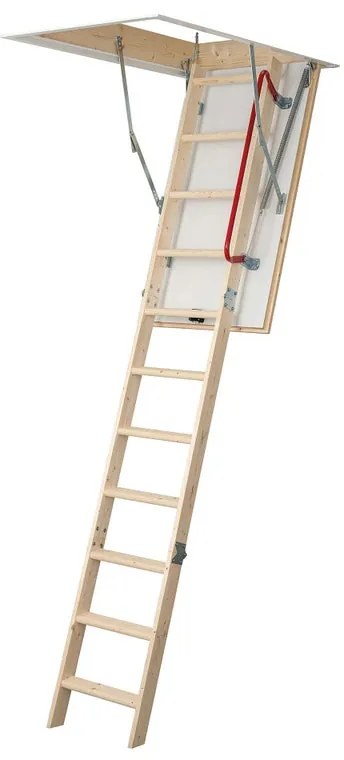 Scala retrattile in legno grezzo, foro 70x120 cm, H 2.84 m, 12 gradini, con corrimano