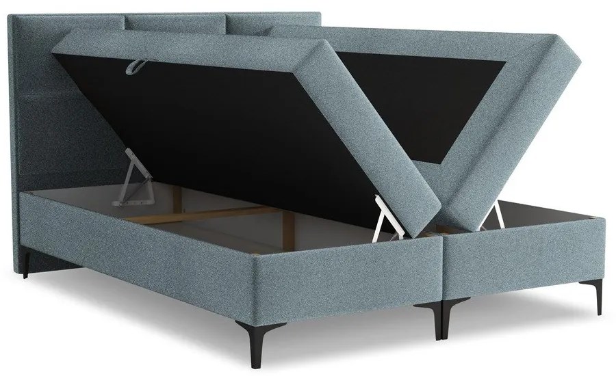 Letto boxspring azzurro con contenitore 180x200 cm Pakalana – Makamii