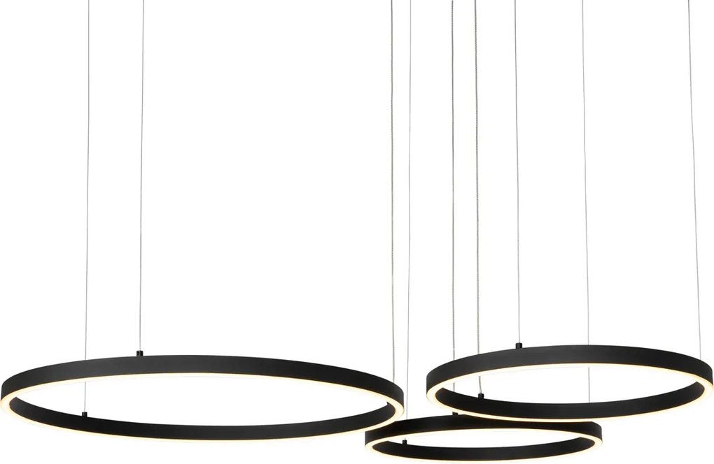 Lampada a sospensione nera con LED dimmerabile a 3 livelli 3 luci - Anello